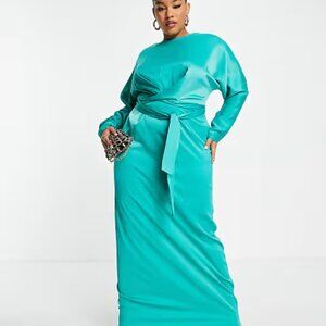 ASOS Aqua Satin Maxi Dress